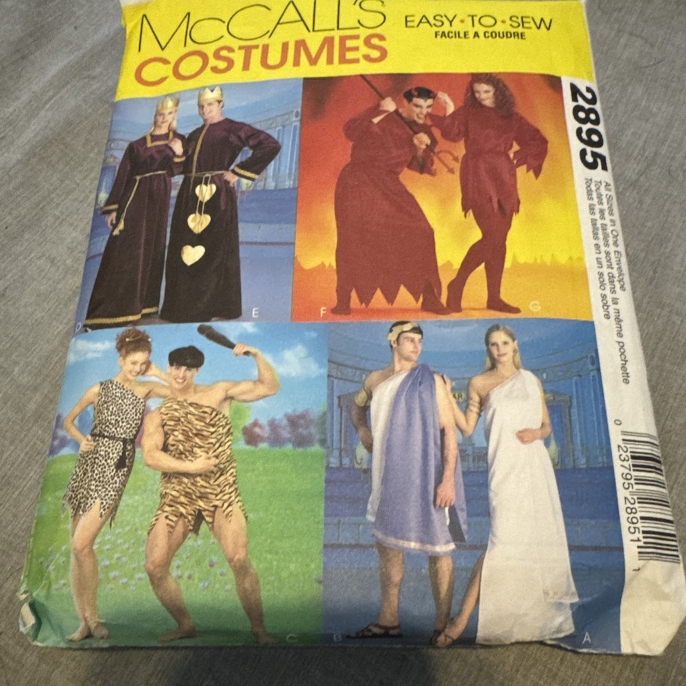 McCall's 2895 Unisex Halloween Costume Sewing Pattern Goddess Caveman Size XS-XL